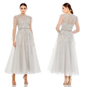 Mac Duggal Embellished Gathered Long Sleeve A-Line Gown, 20444